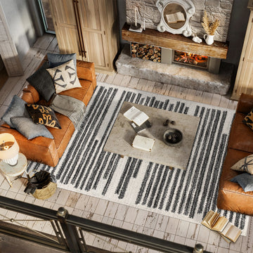 Khalil Modern Berber Stripe Area Rug